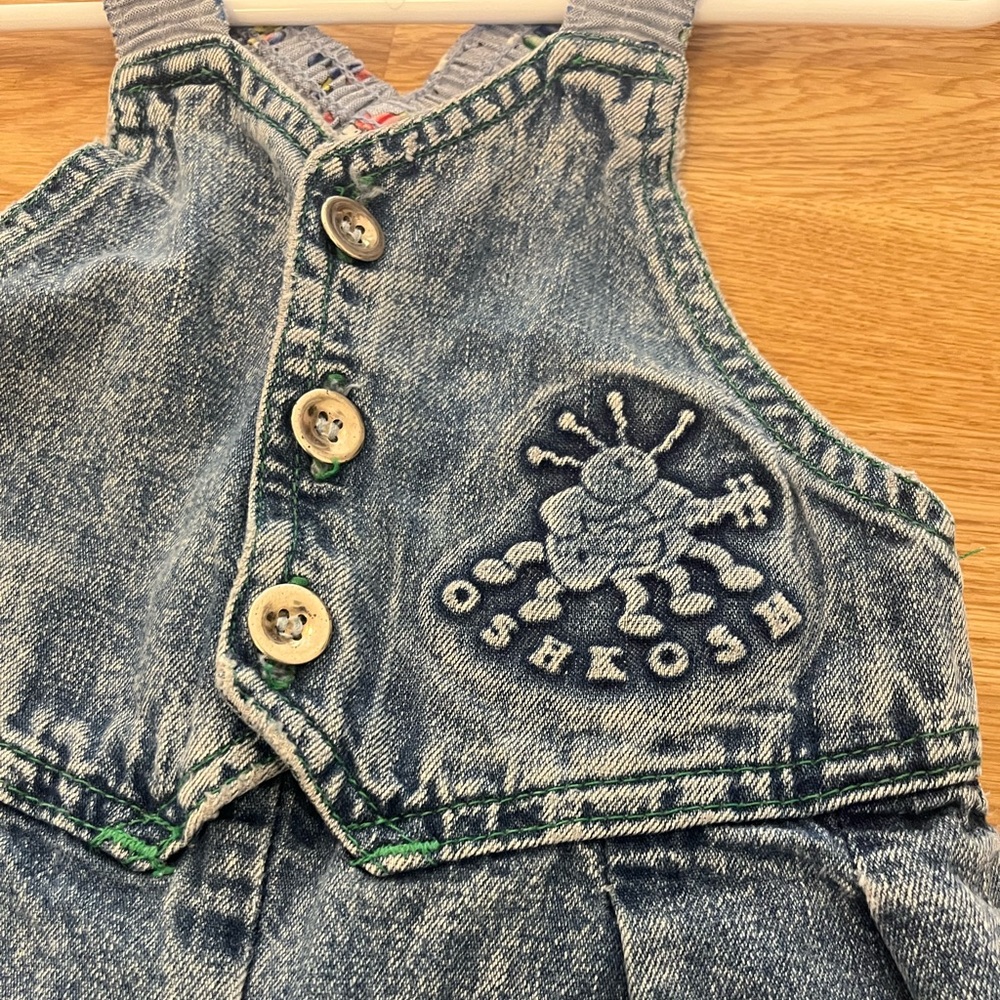 80s vintage very rare Osh Kosh vest back overalls acid wash